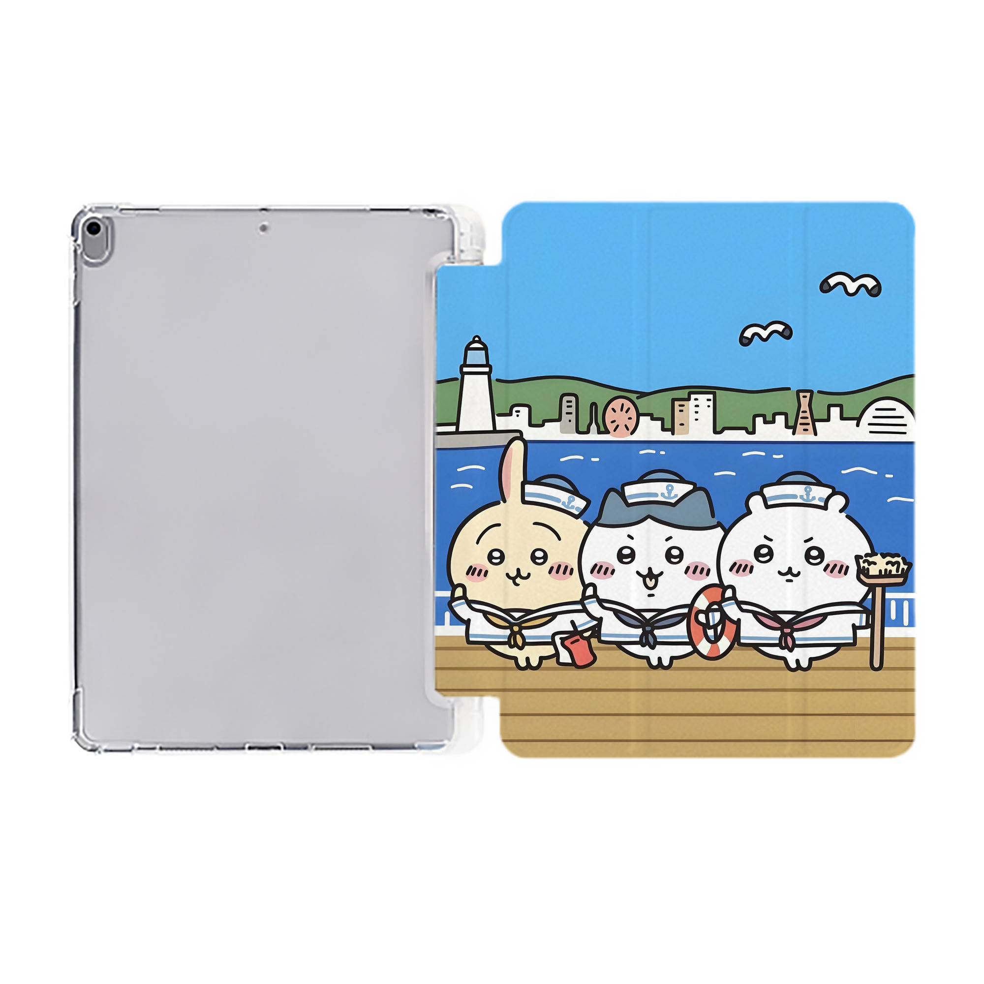 （画像用） ちいかわ Chii-kawa IPad ケース ペン収納付き 三つ折りスタンド PUレザー×シリコン 対応機種9.5/10.5/10.9インチ